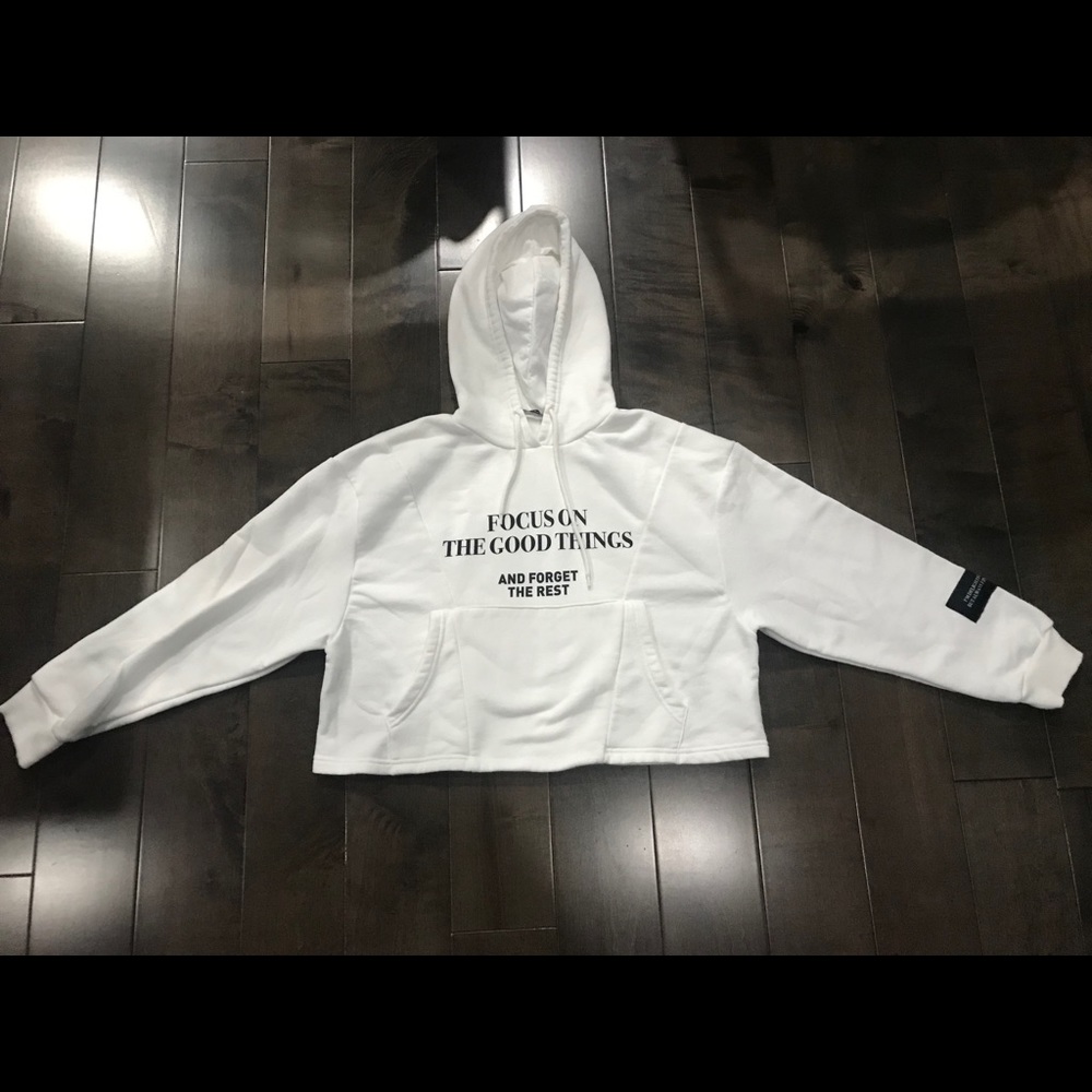 Zara White Text Sweatshirt
